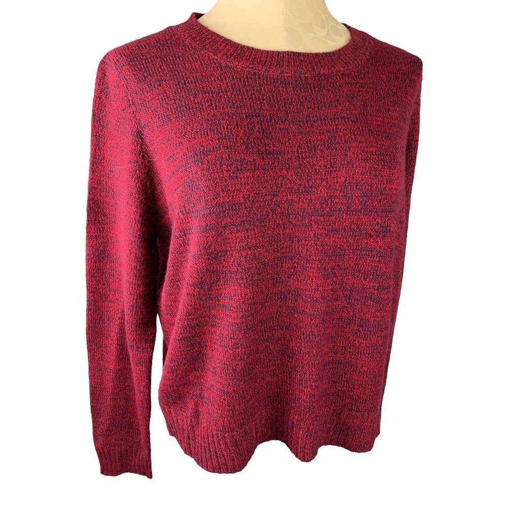 Medium Divided by H&M Junior Women's Lightweight Navy Red Marled Knit Sweater